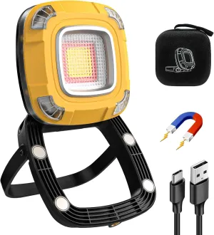 Rechargeable Work Light Magnetic, 6000mAh Power Bank, 2000LM Magnetic Light with 9 Light Modes, 4 Magnets, 1/4” Threaded Port Flood Light for Car Repairing, Job Site Lighting, Camping
