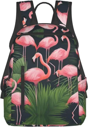 Red Flamingo Succulent Plants Print Lightweight Hiking Backpack Travel Bags Casual Daypacks Unisex Polyester backpacks