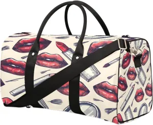 Red Lips Pattern Travel Duffel Bag for Women Men Foldable Sport Gym Tote Bag Lightweight Waterproof Weekender Overnight Bag for Weekend Holiday Gym Swim Yoga