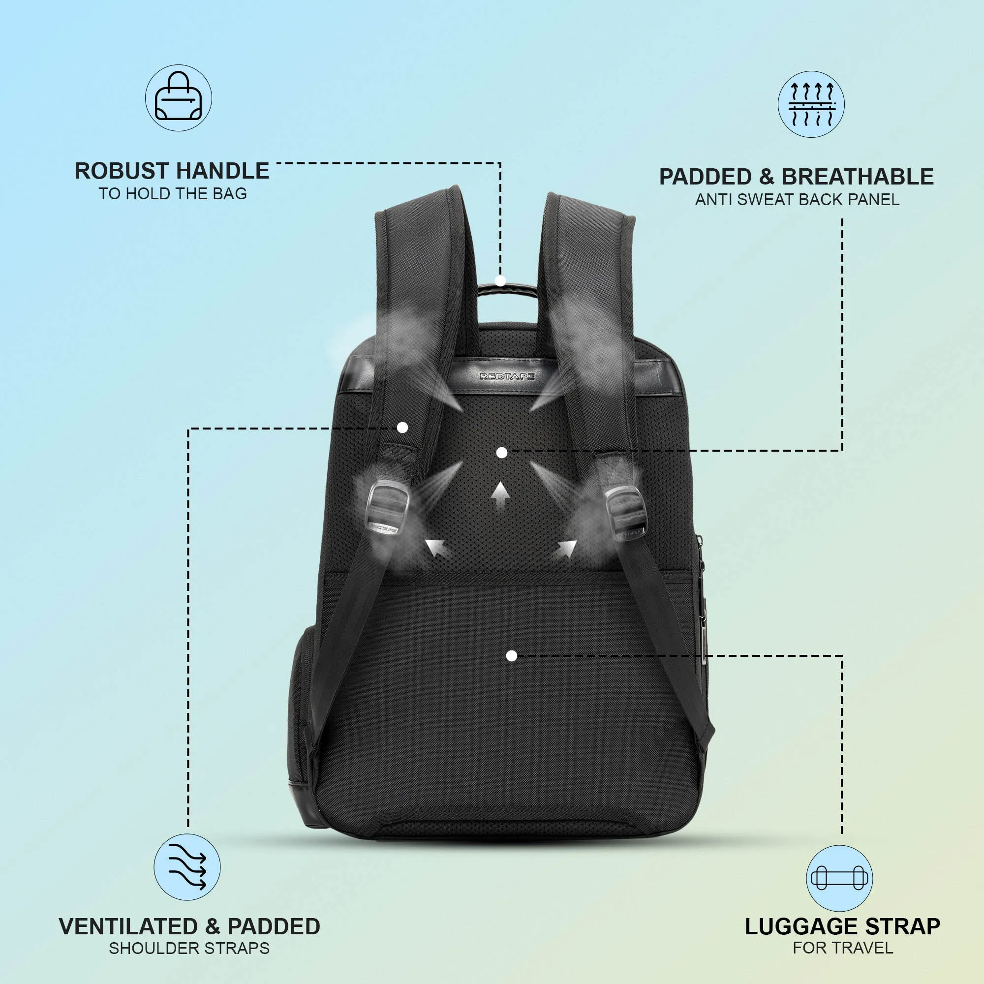 Red Tape 16 Inch Laptop Backpack for Men & Women | Premium Quality, Detailed Organiser, Large Compartments, Ideal Bag for Office & Business Travel