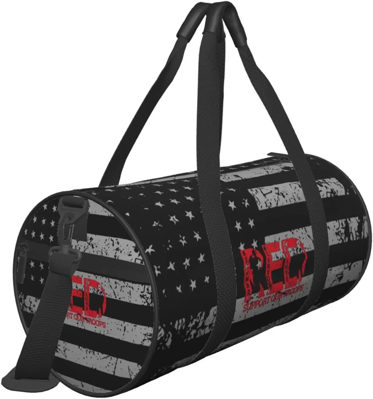 Remember Everyone Deployed Travel Luggage Duffel Bag Sports Rolling Foldable Duffel Bag, Black