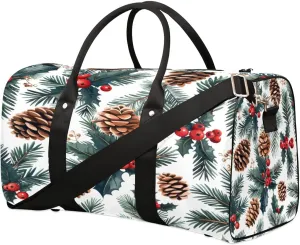 Retro Pinecone Pattern Travel Duffel Bag for Women Men Foldable Sport Gym Tote Bag Lightweight Waterproof Weekender Overnight Bag for Weekend Holiday Gym Swim Yoga