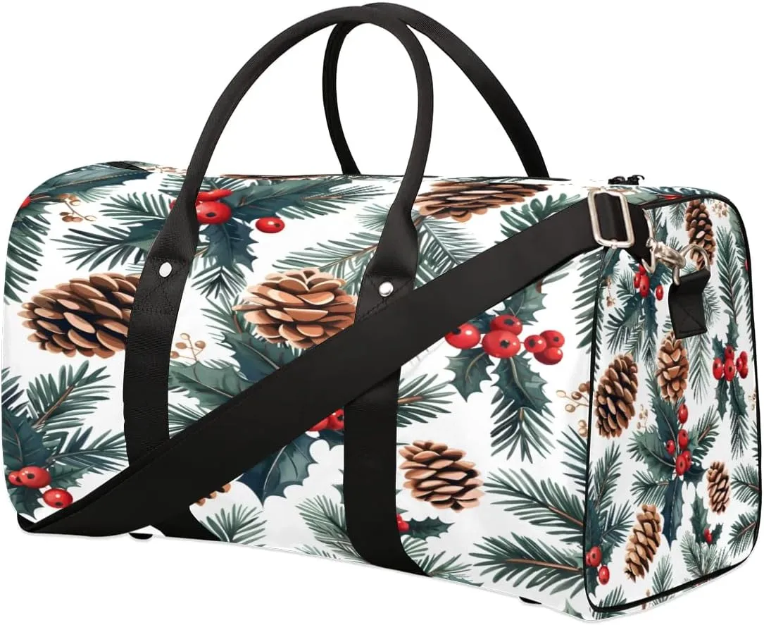 Retro Pinecone Pattern Travel Duffel Bag for Women Men Foldable Sport Gym Tote Bag Lightweight Waterproof Weekender Overnight Bag for Weekend Holiday Gym Swim Yoga