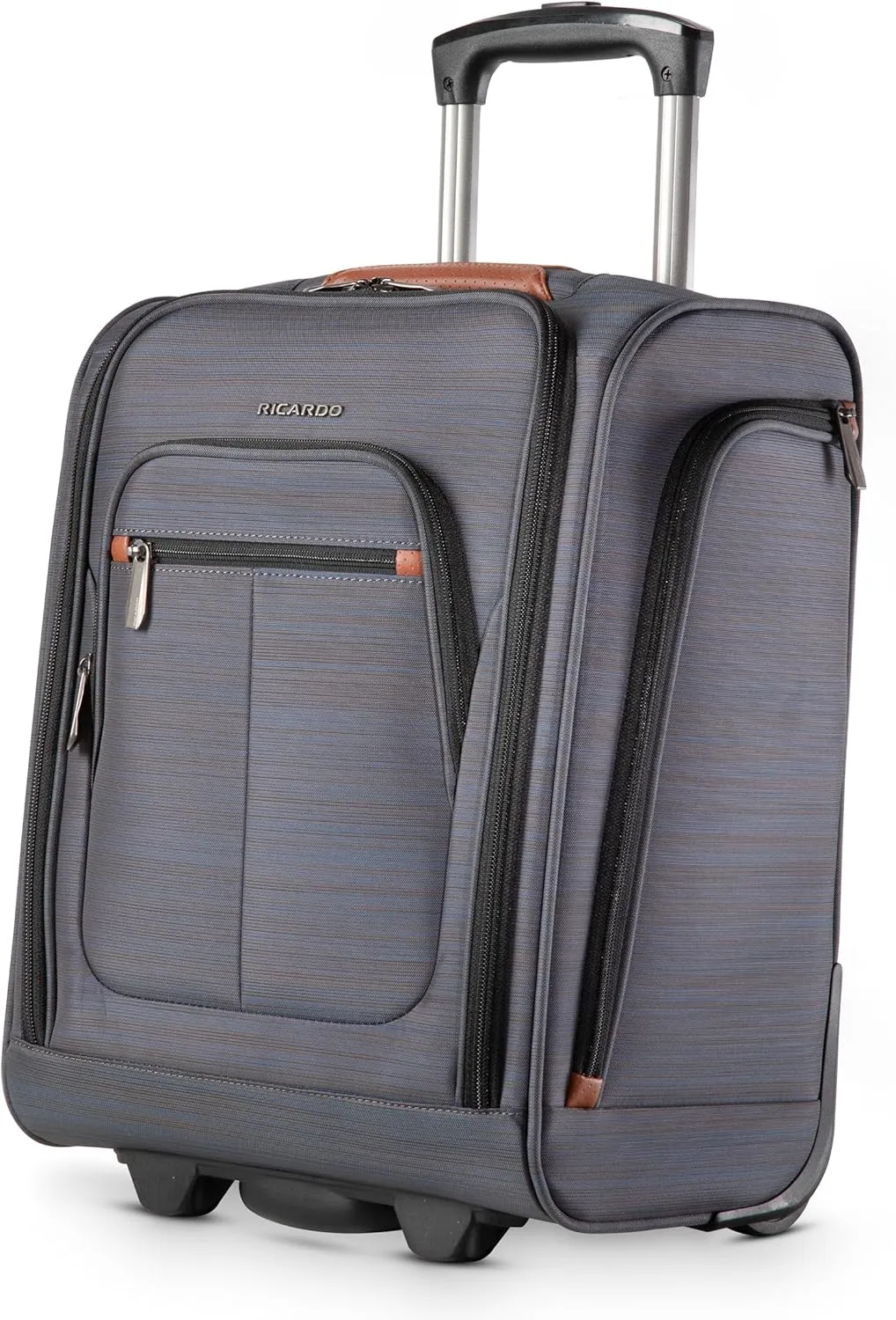 Ricardo Beverly Hills Montecito 2.0 Softside Underseat Carry-On Luggage with Wheels, Airplane Travel Essentials, Lightweight, Men and Women, Grey, 16-inch