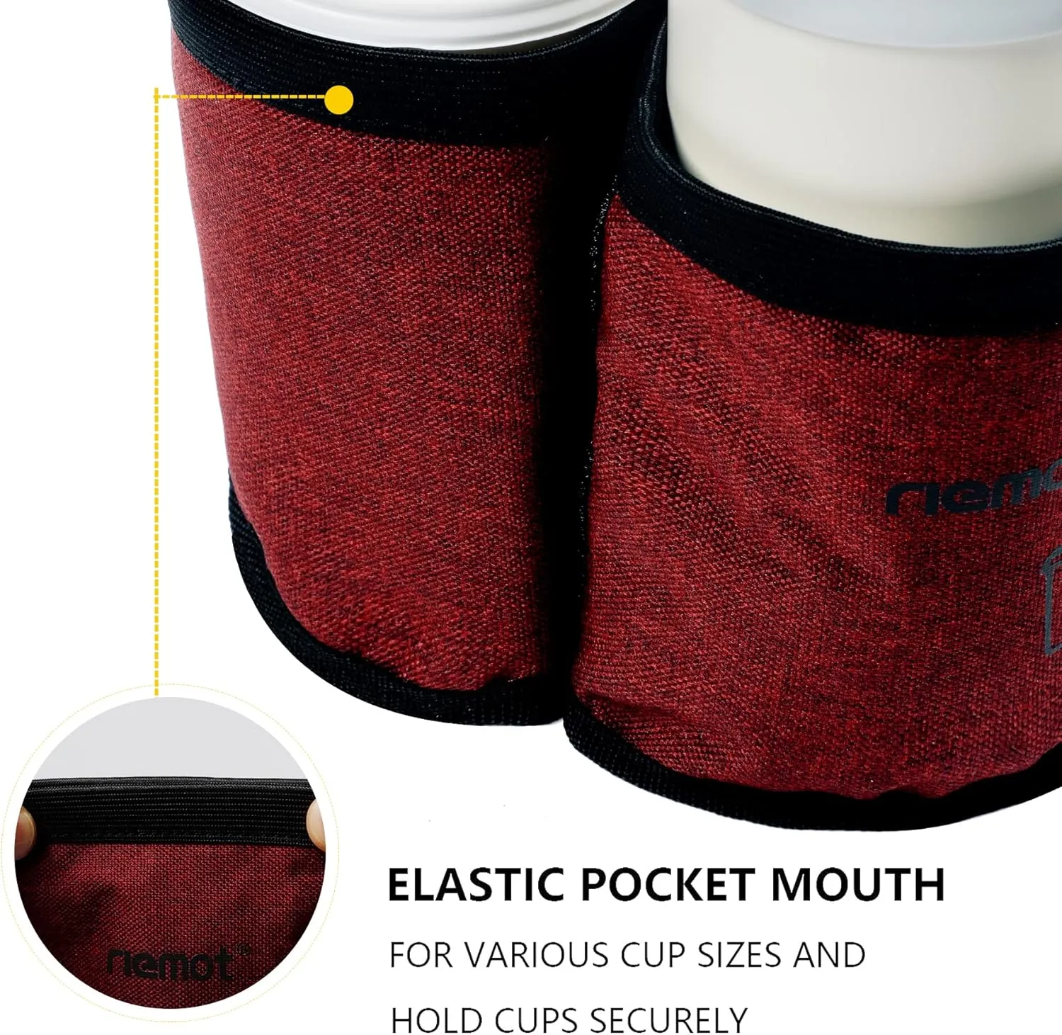 riemot Luggage Travel Cup Holder Free Hand Drink Carrier - Hold Two Coffee Mugs - Fits Roll on Suitcase Handles - Gifts for Flight Attendants Travelers Accessories Red