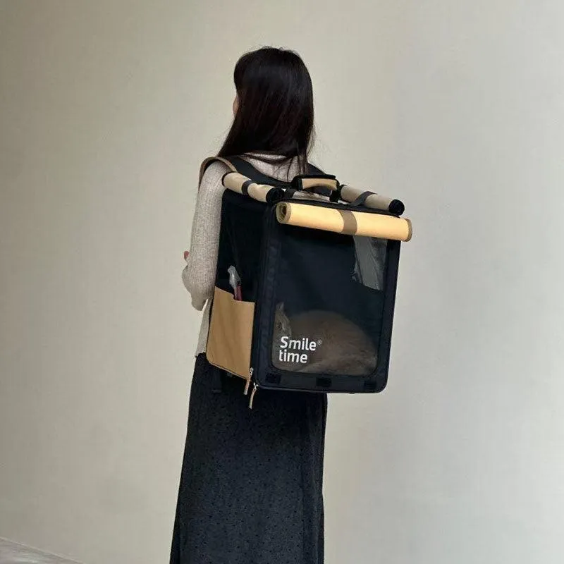 Roll Up Portable Cat Carrier Backpack Trolley Bag
