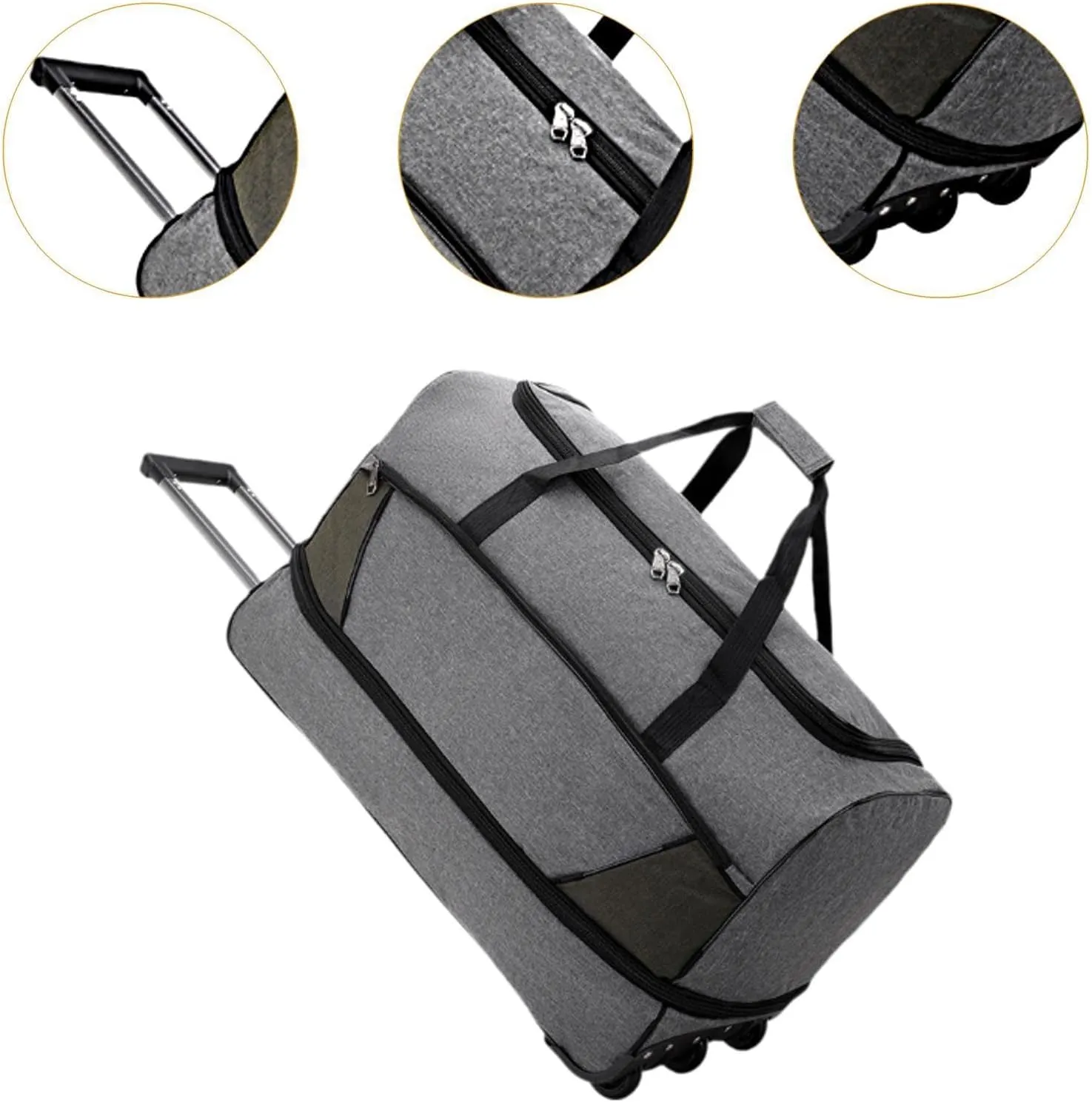 Rollers with Wheeled Travel Bag Foldable Travel Bag, Gray, S