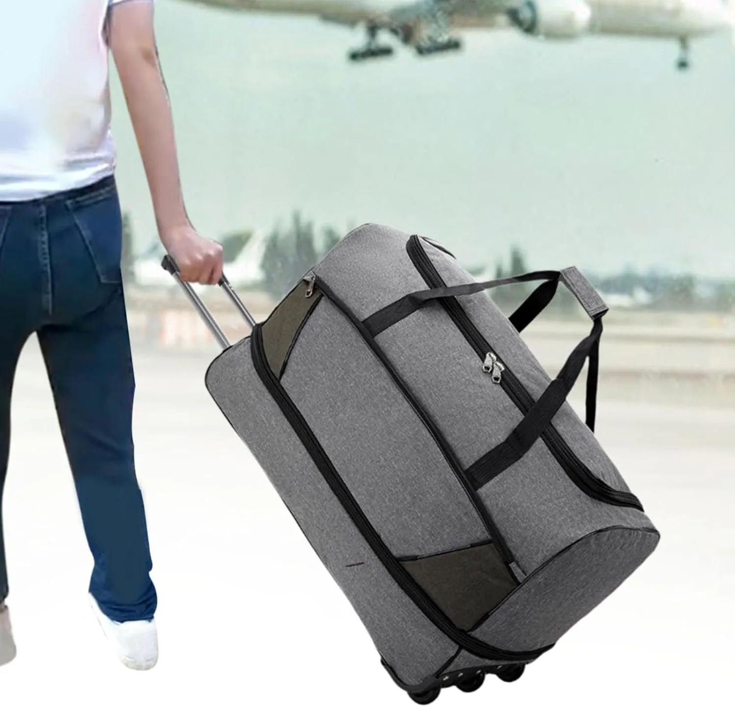 Rollers with Wheeled Travel Bag Foldable Travel Bag, Gray, S