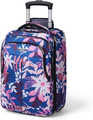Rolling Backpack for Adults, 17 Inch Waterproof Carry on Backpack with Wheels, Flower Middle