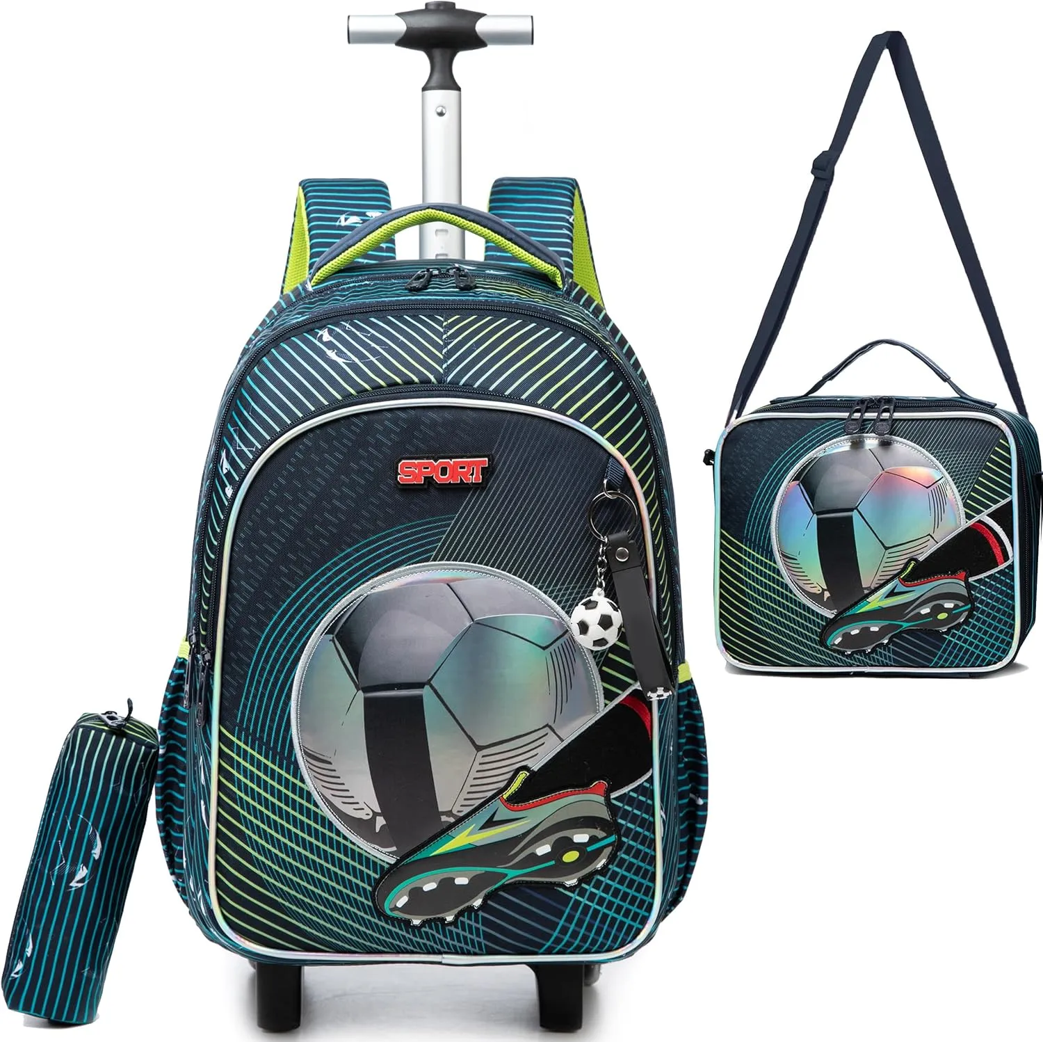 Rolling Backpack for Boys Travel Backpack for Kids with Wheels Kids Backpack with Lunch Bag Backpacks for School Kindergarten Elementary