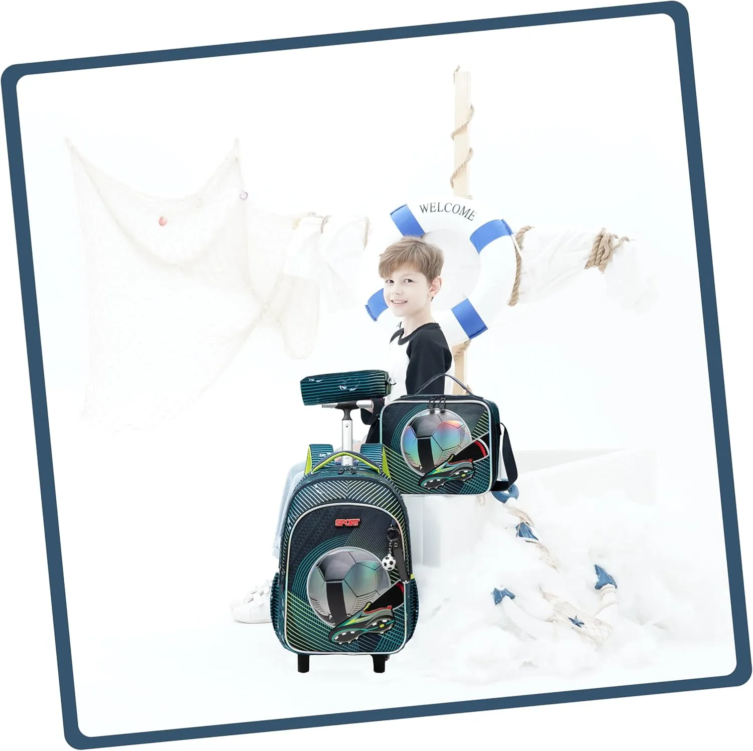 Rolling Backpack for Boys Travel Backpack for Kids with Wheels Kids Backpack with Lunch Bag Backpacks for School Kindergarten Elementary