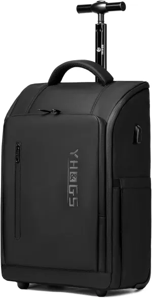 Rolling Backpack, Waterproof Backpack with Wheels for Business Commuter, Carry on Backpack with Laptop Compartment, Fit 15.6/18 Inch Laptop, Wheeled Backpack for Adults (Black)