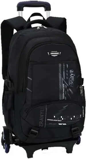 Rolling Backpack YUB Trolley Schoolbag Boy and Girl Wheels Bags Rolling Backpacks for Kids (Black)