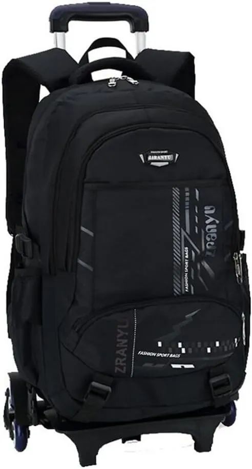 Rolling Backpack YUB Trolley Schoolbag Boy and Girl Wheels Bags Rolling Backpacks for Kids (Black)