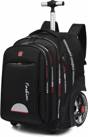 Rolling Backpack,Large Rolling Laptop Bag Briefcase Backpacks with Wheels for Women Adults Travel Trolley Office,Waterproof Wheeled Backpack(22inch, Black)