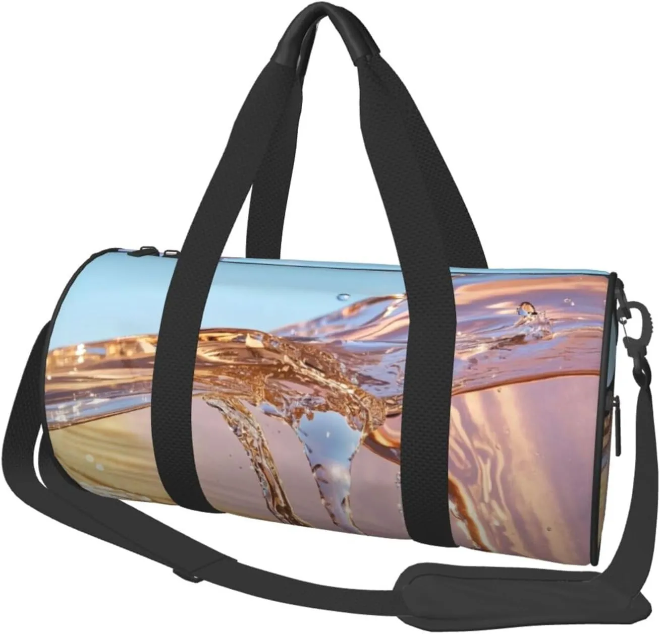 Rose Gold Marble Print Round Large Capacity Travel Luggage Bags,Men's and Women's Hand-Held Travel Clothing Bags