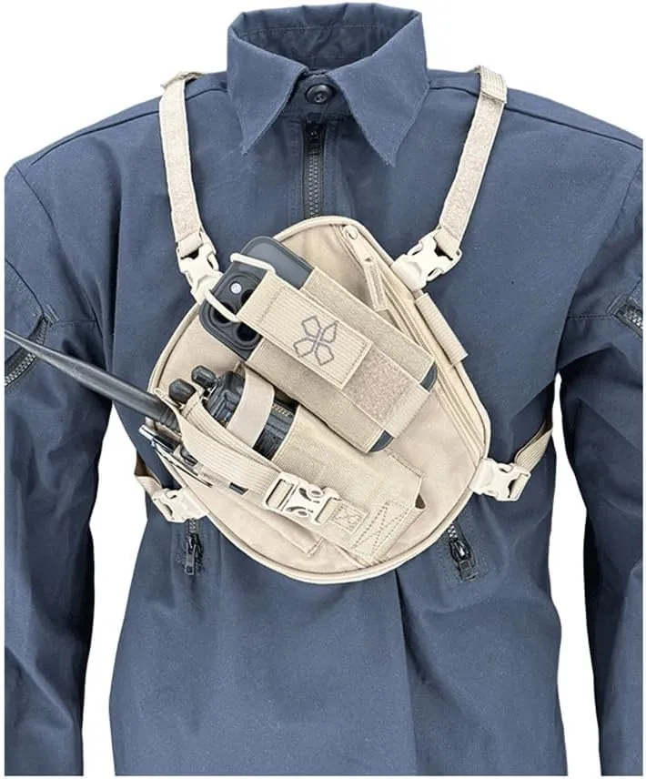 RP-1 Switch Radio Chest Harness for 2 Way Radio & Electronics | Search and Rescue, Ski Patrol, Emergency Response - Desert Tan