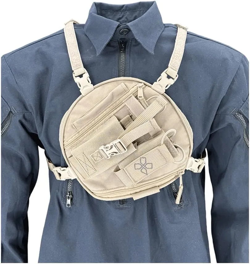 RP-1 Switch Radio Chest Harness for 2 Way Radio & Electronics | Search and Rescue, Ski Patrol, Emergency Response - Desert Tan