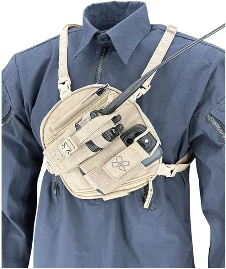 RP-1 Switch Radio Chest Harness for 2 Way Radio & Electronics | Search and Rescue, Ski Patrol, Emergency Response - Desert Tan