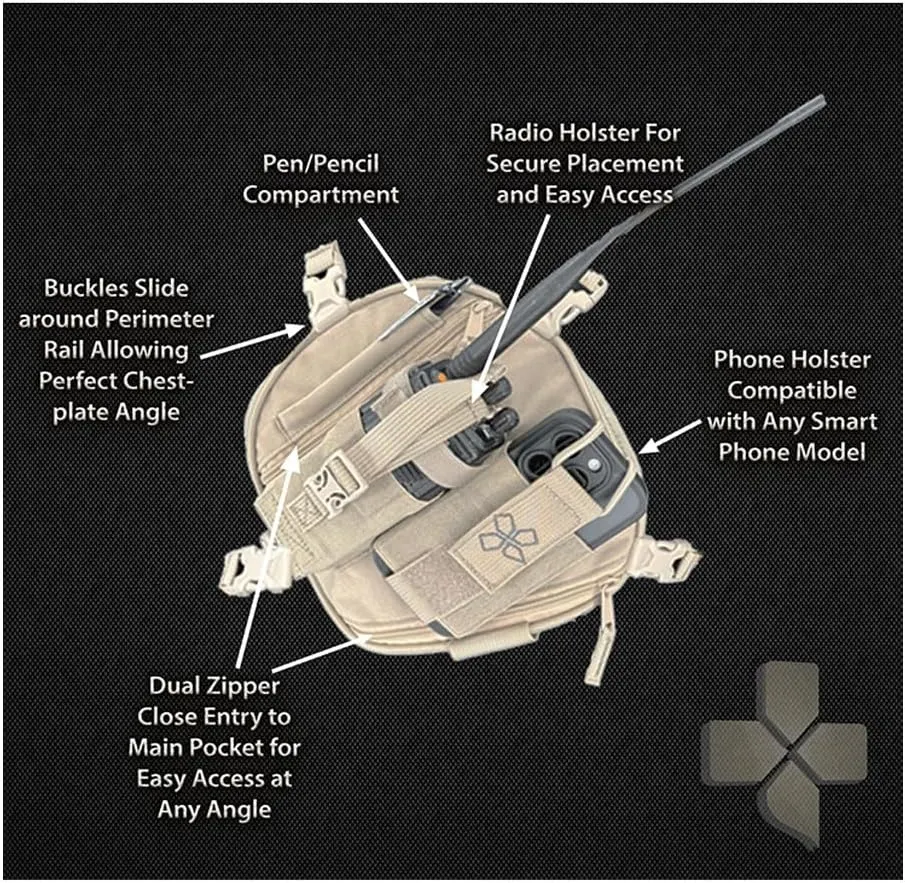RP-1 Switch Radio Chest Harness for 2 Way Radio & Electronics | Search and Rescue, Ski Patrol, Emergency Response - Desert Tan