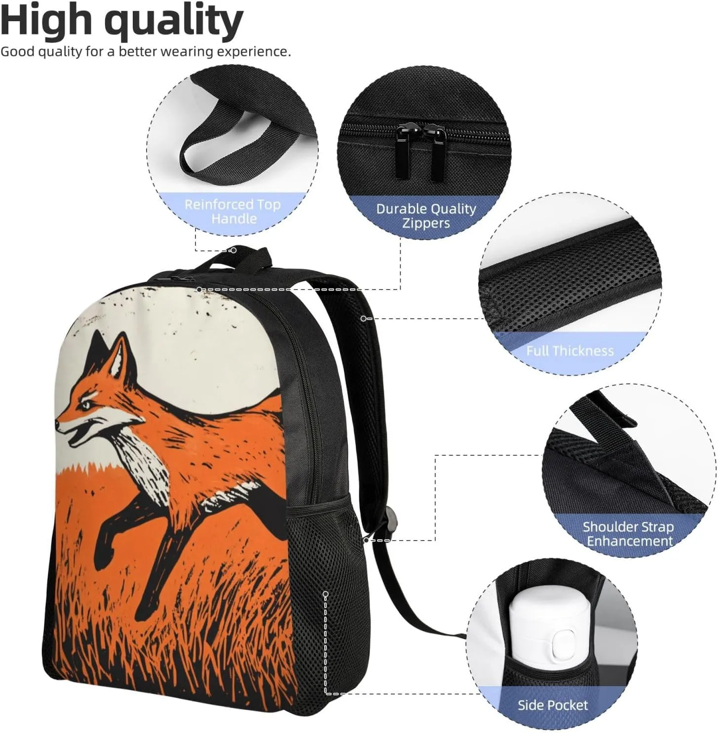 Running Fox Backpack Waterproof Anti Theft Durable Light Laptop Bag Backpacks For Women Men Travel Gym Backpack