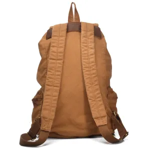 Rustic Canvas Backpack with Leather Buckle Straps - Versatile & Durable