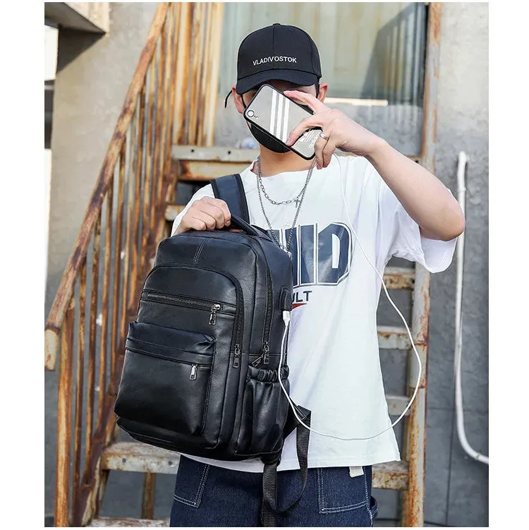 Sac à dos de chargement USB en cuir PU