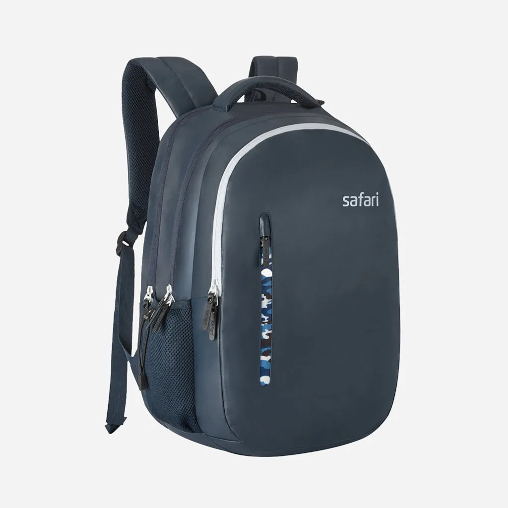 Safari Whiz 30L Blue Laptop Backpack with USB Port, Dust Resistant Fabric and Organized Interiors