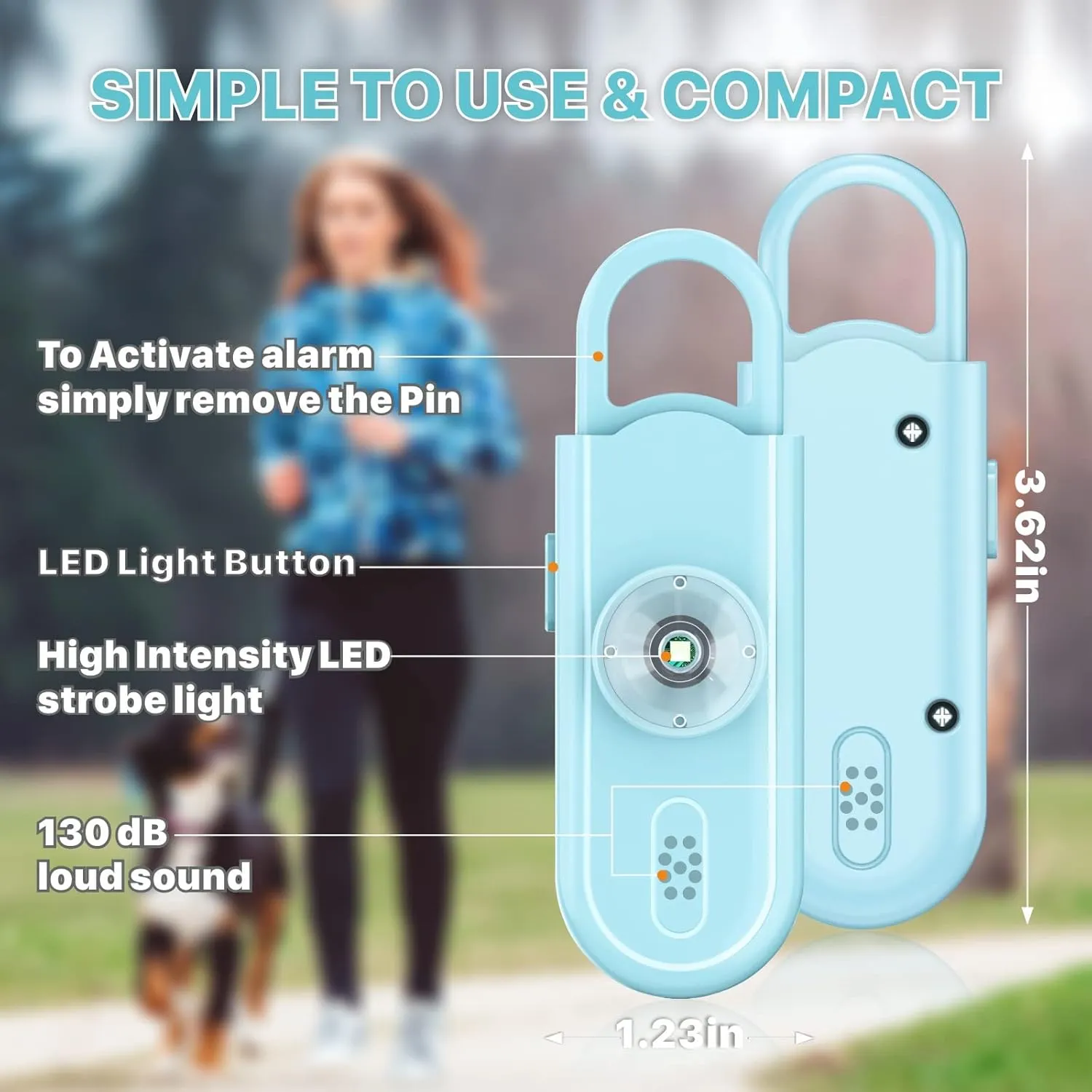 Safe Sound Personal Alarm, 2 Pack 130 dB Loud Siren Song Emergency Security Alarm Keychain with Strobe LED Light, Personal Sound Safety Siren for Women, Men, Children, Elderly