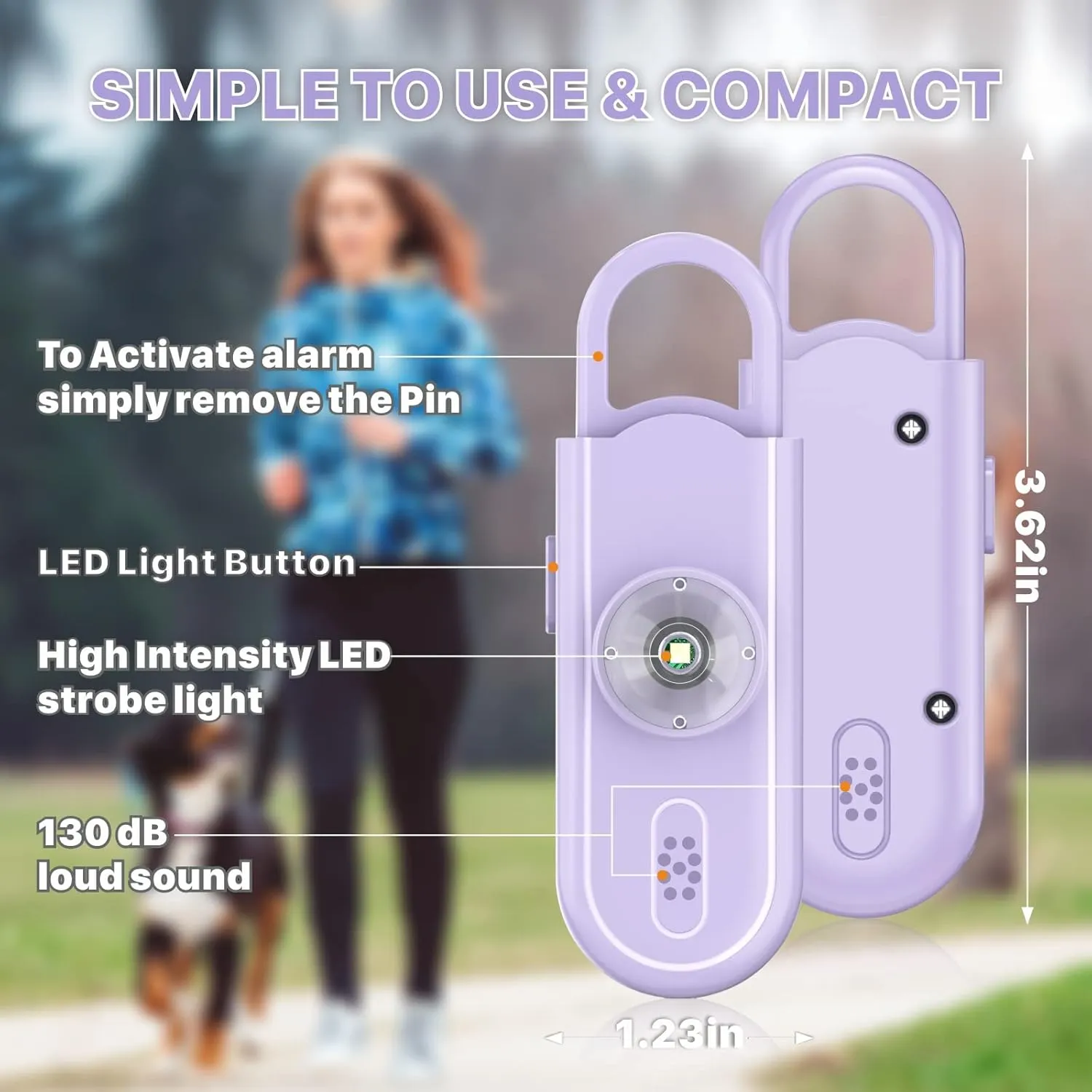 Safe Sound Personal Alarm, 2 Pack 130 dB Loud Siren Song Emergency Security Alarm Keychain with Strobe LED Light, Personal Sound Safety Siren for Women, Men, Children, Elderly