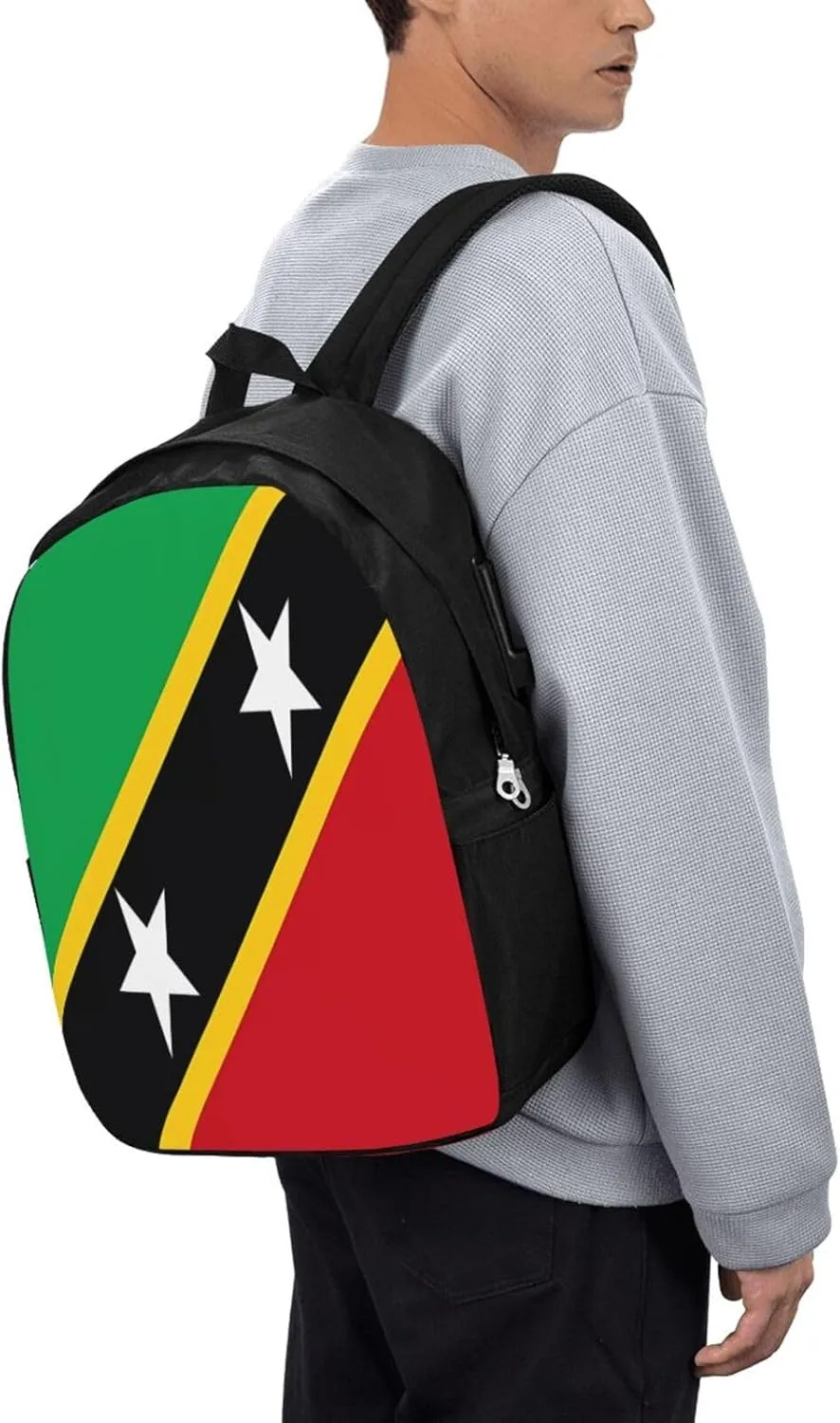 Saint Kitts Nevis Flag Laptop Backpacks Travel Backpack Casual Business Daypack Sport Rucksack Computer Bag Fits up to 17 Inch Notebook with USB Port