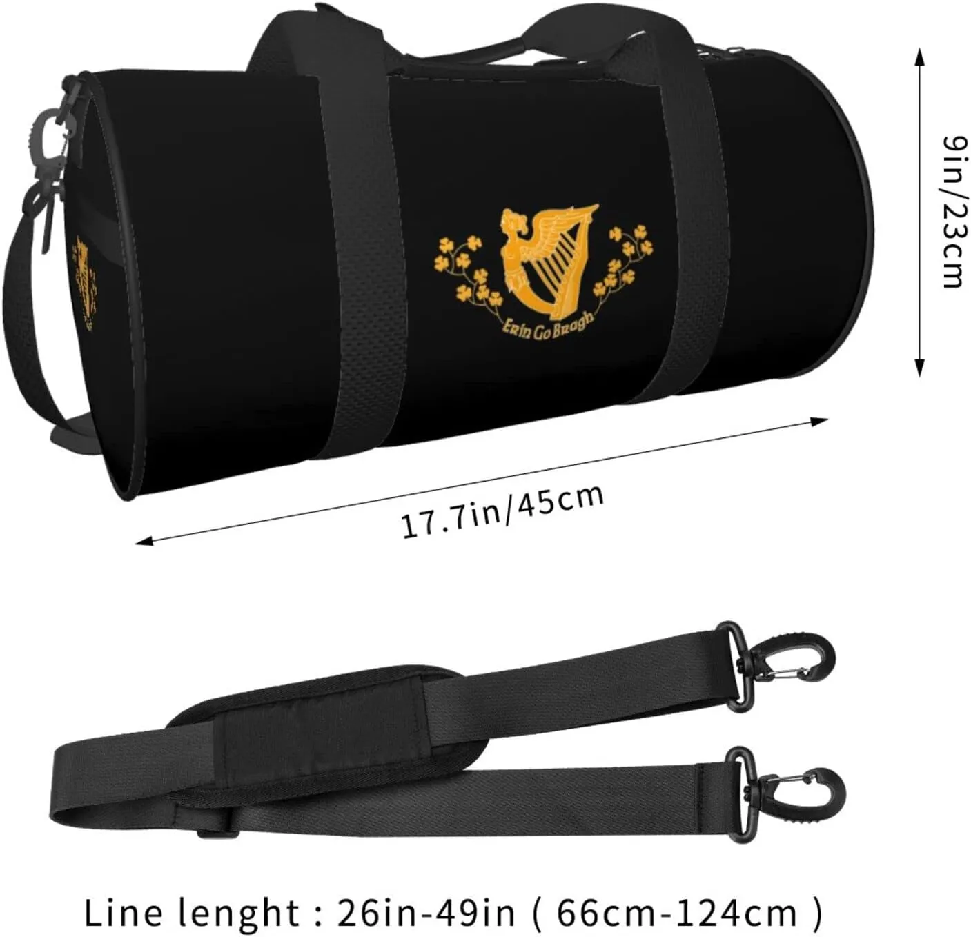 Saint Patrick'S Battalion Travel Luggage Duffel Bag Sports Rolling Foldable Duffel Bag, Black