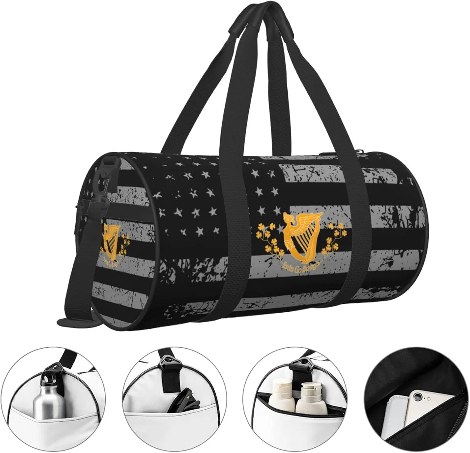 Saint Patrick'S Battalion Travel Luggage Duffel Bag Sports Rolling Foldable Duffel Bag, Black