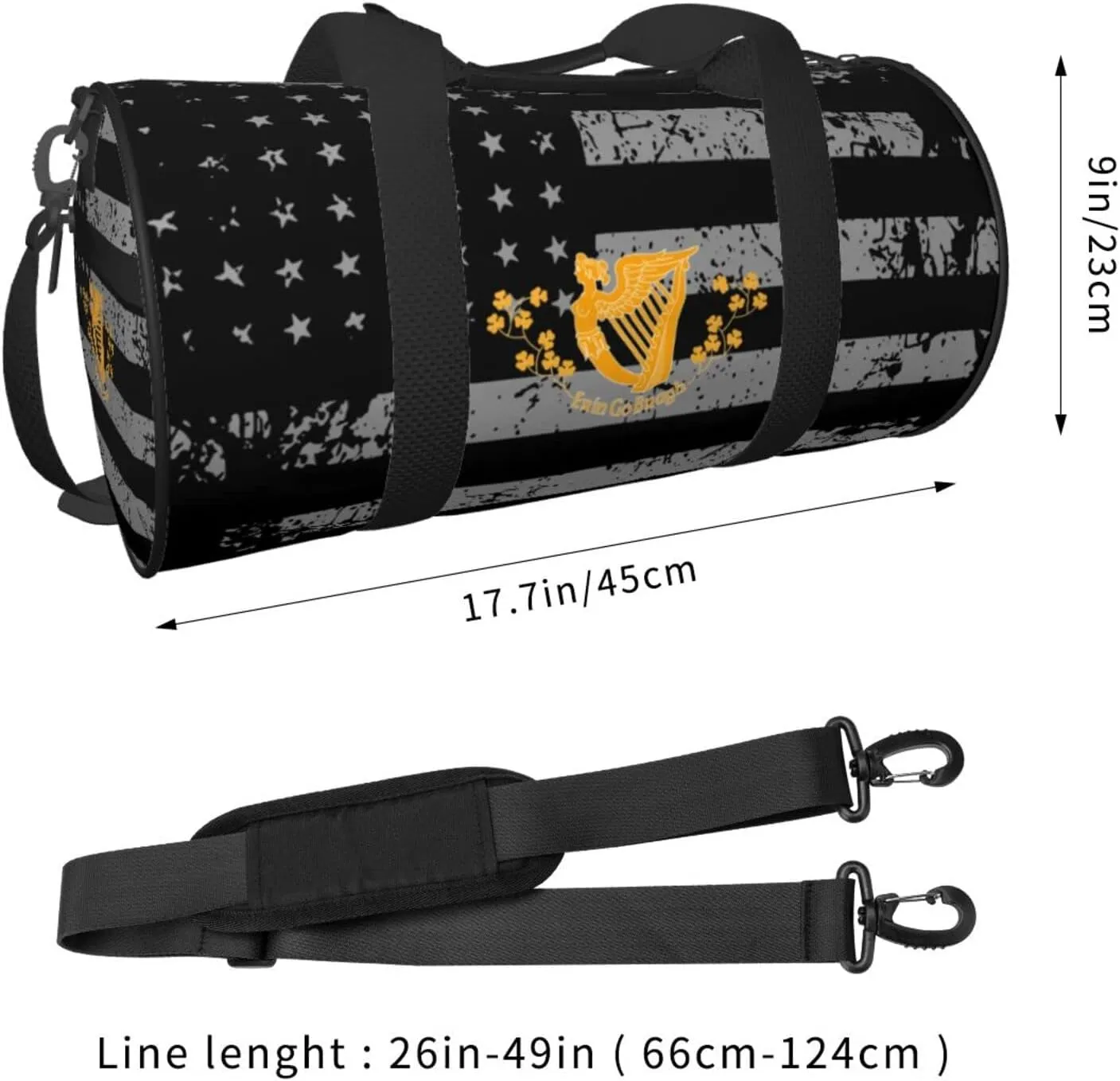 Saint Patrick'S Battalion Travel Luggage Duffel Bag Sports Rolling Foldable Duffel Bag, Black