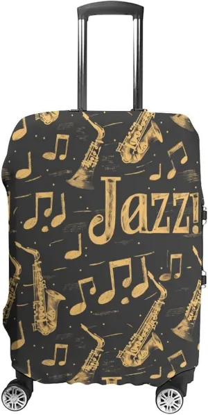 Saxophones Jazz Protective Luggage Case Washable Suitcase Cover Travel Bag Protector