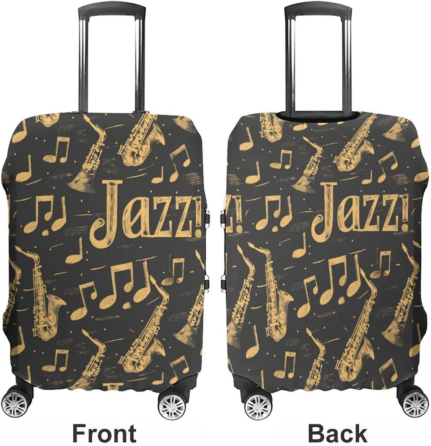 Saxophones Jazz Protective Luggage Case Washable Suitcase Cover Travel Bag Protector