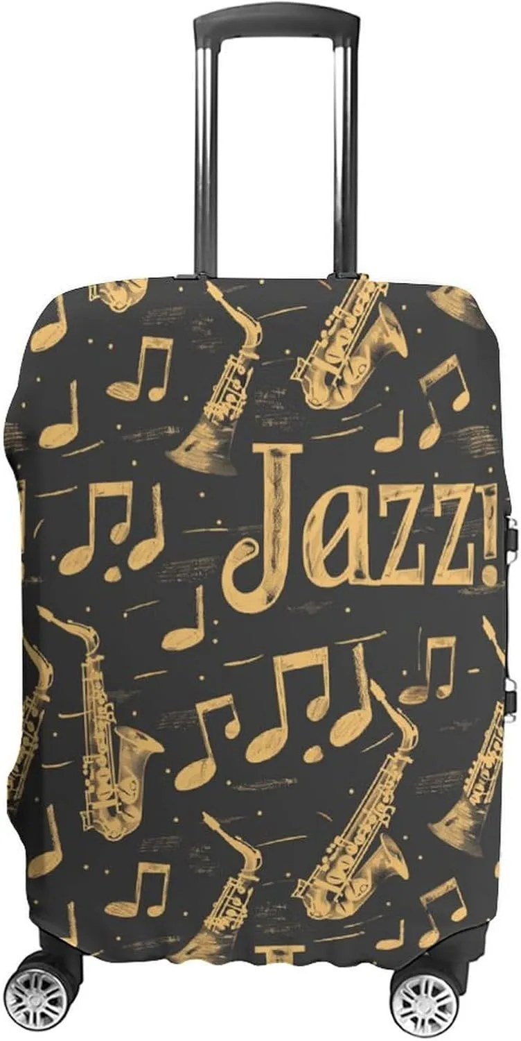 Saxophones Jazz Protective Luggage Case Washable Suitcase Cover Travel Bag Protector