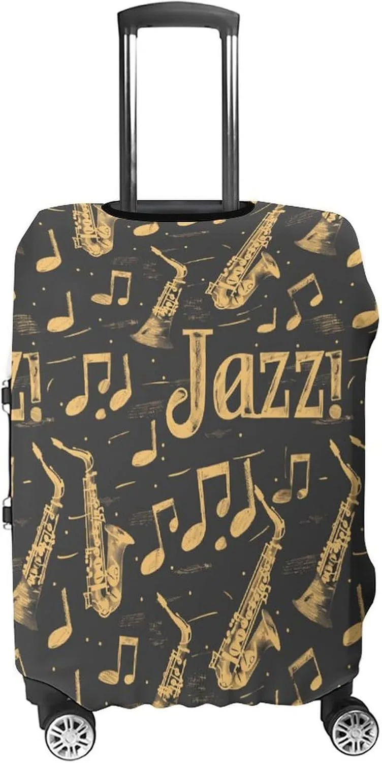 Saxophones Jazz Protective Luggage Case Washable Suitcase Cover Travel Bag Protector