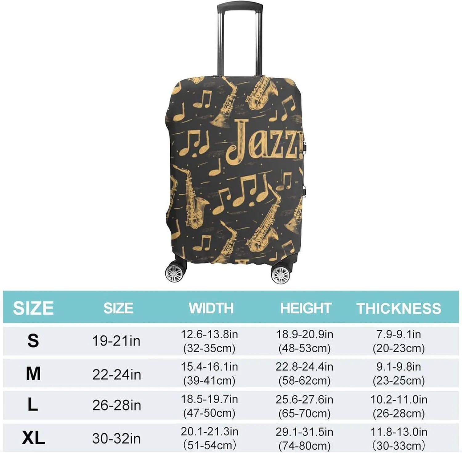 Saxophones Jazz Protective Luggage Case Washable Suitcase Cover Travel Bag Protector