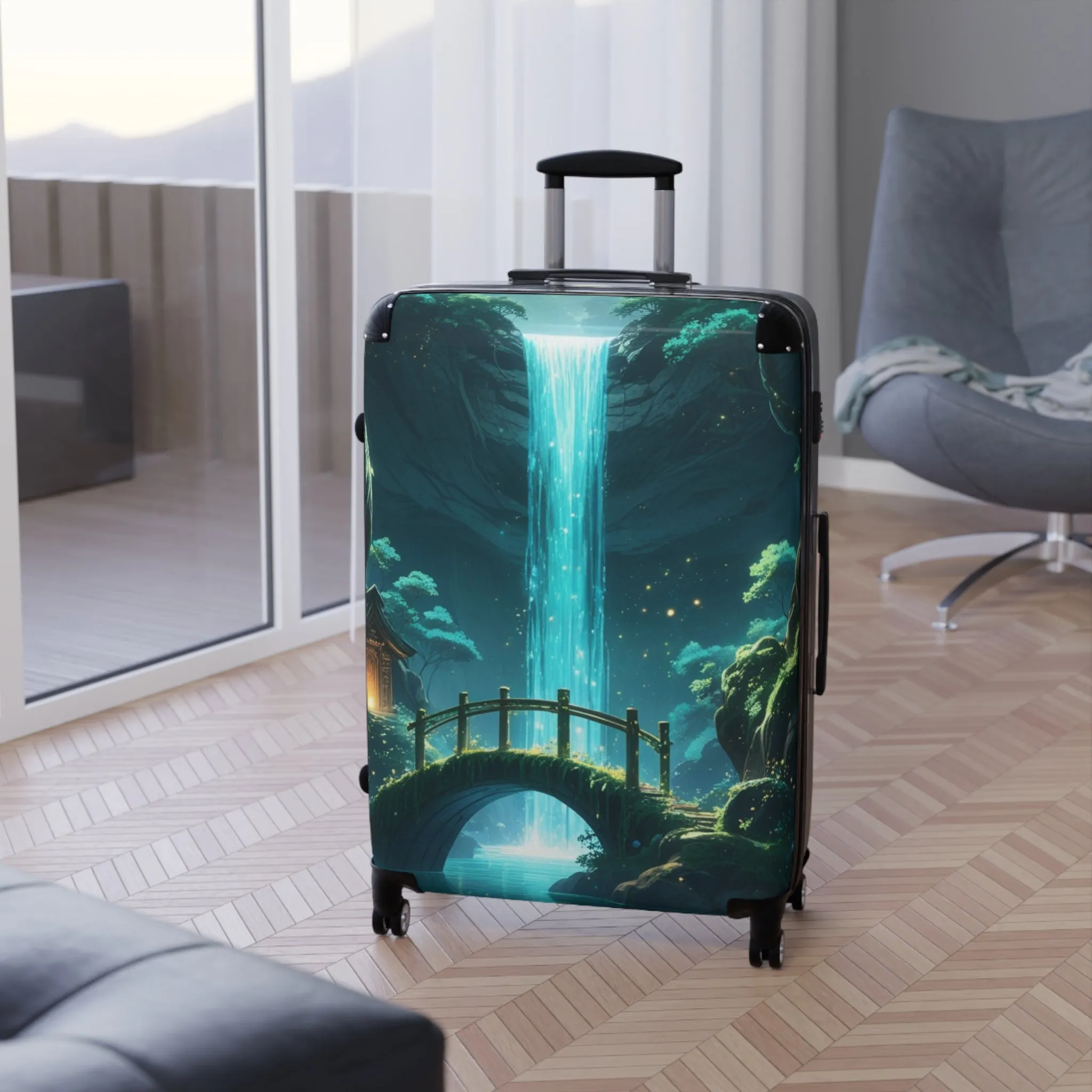 Scenic Waterfall Suitcase - Travel in Style with Adventure-Inspired Luggage
