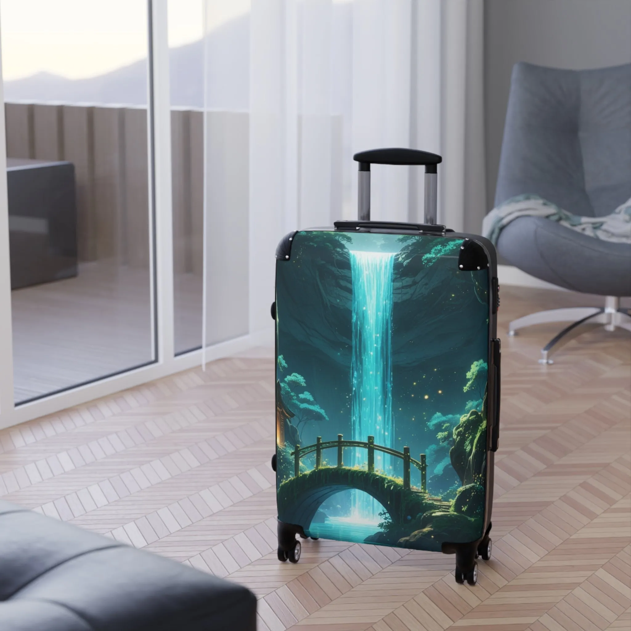 Scenic Waterfall Suitcase - Travel in Style with Adventure-Inspired Luggage