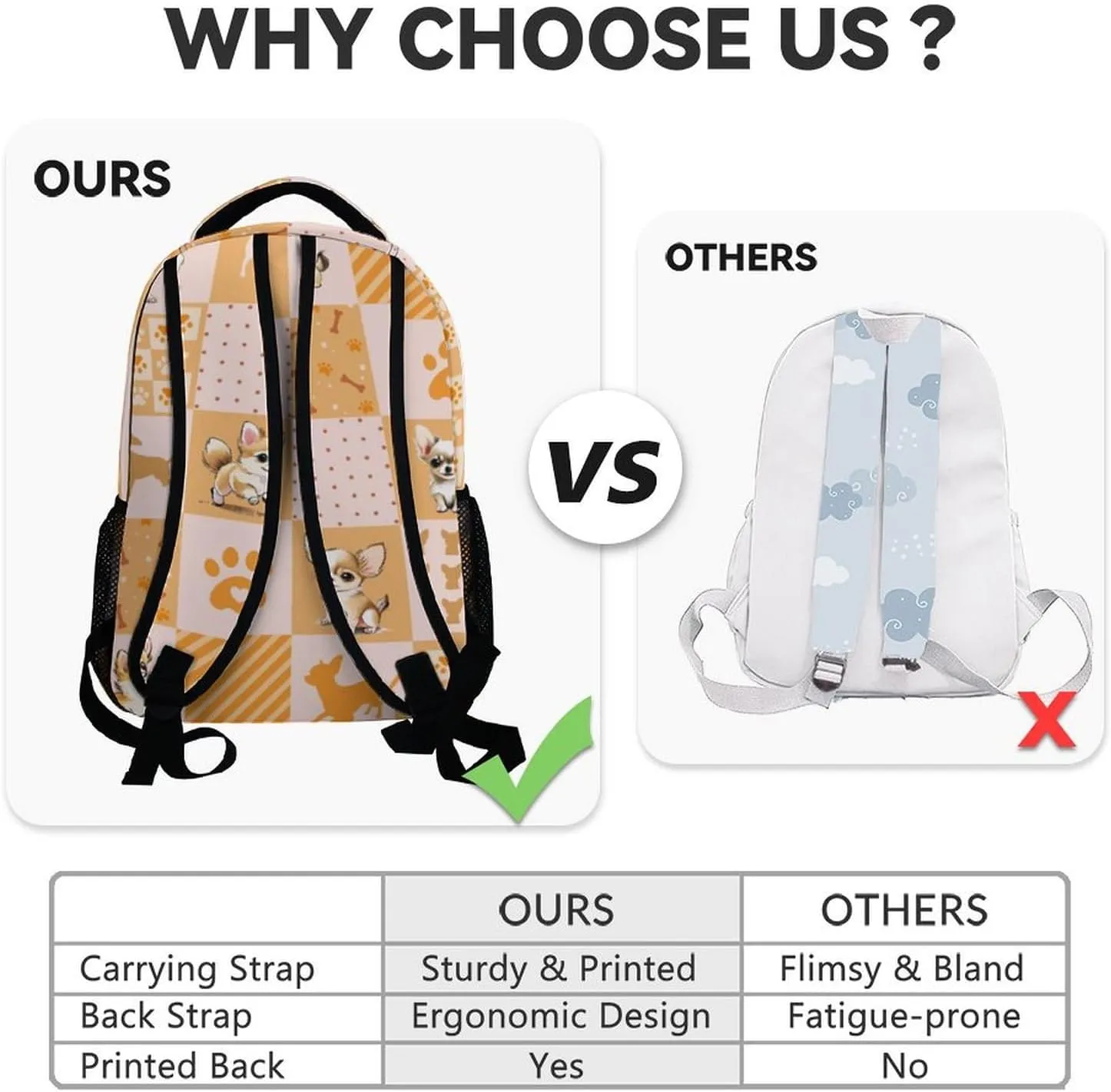 School Backpack for Kids, 17 Inch Yellow Chihuahua Backpacks for Girls, Cute Portable Bookbag for Middle High School
