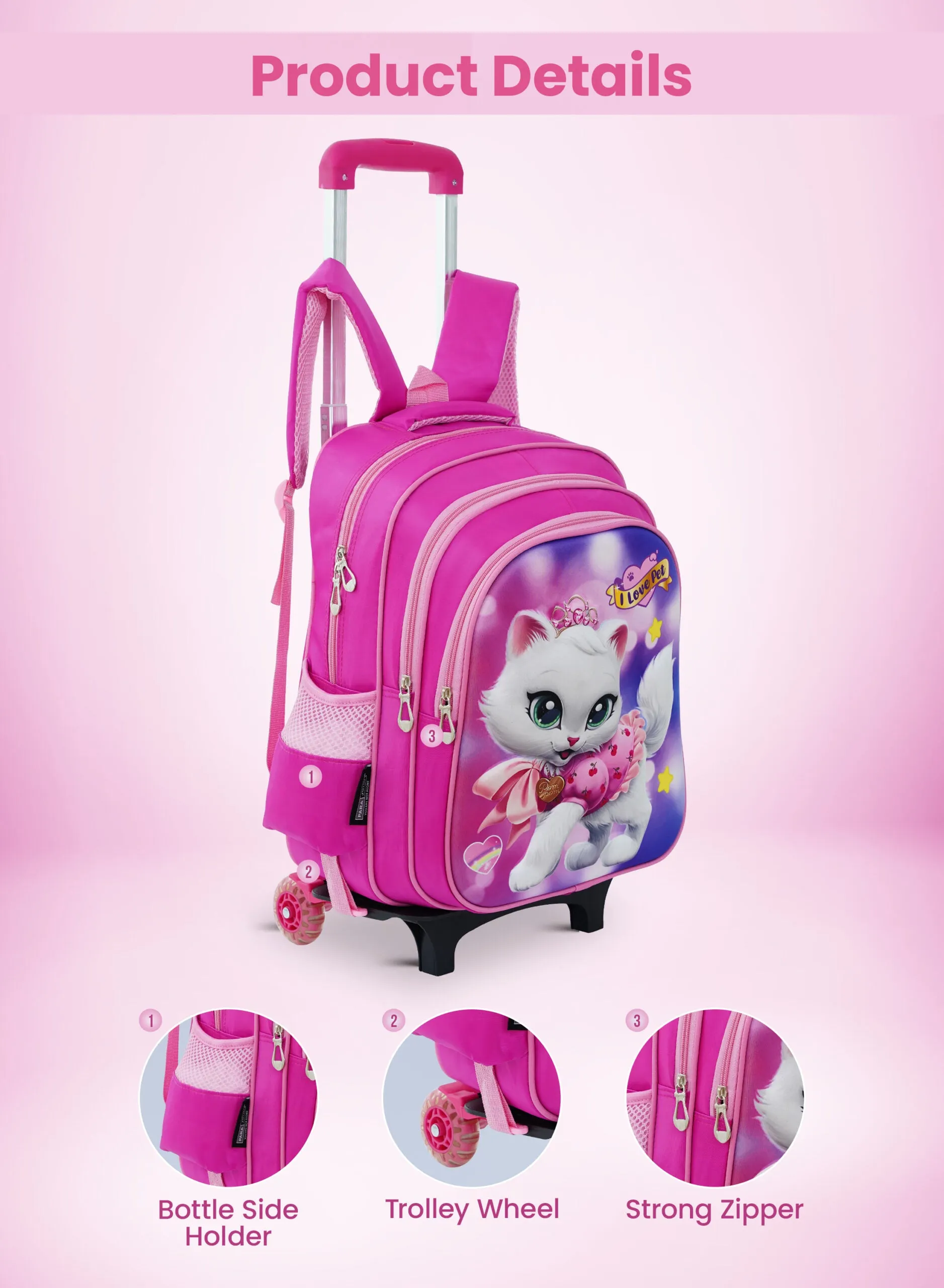 School Rolling backpack All in one Set of 3, school bag set with Pencil case,lunch bag for boys and girls, back to school essential, trolley bag for school