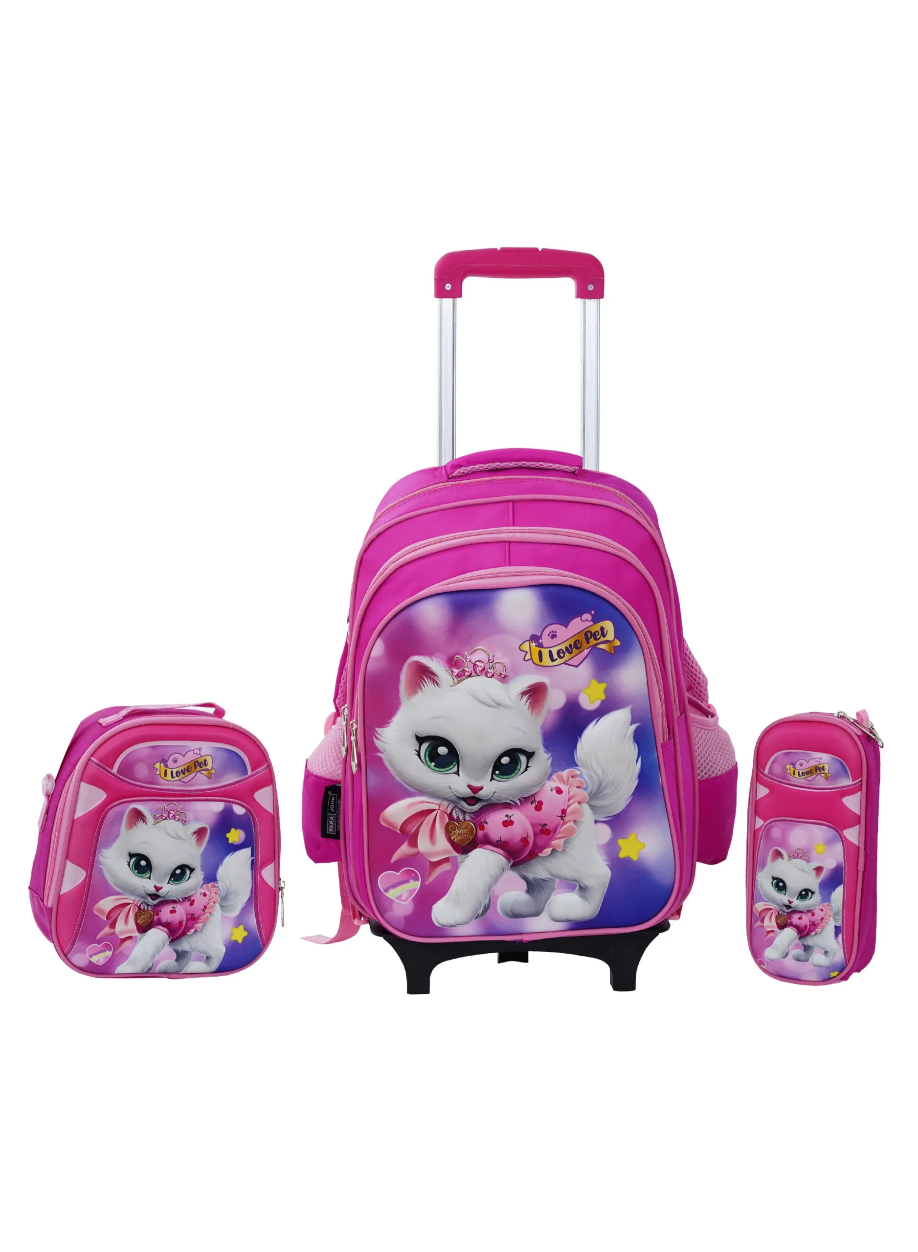 School Rolling backpack All in one Set of 3, school bag set with Pencil case,lunch bag for boys and girls, back to school essential, trolley bag for school