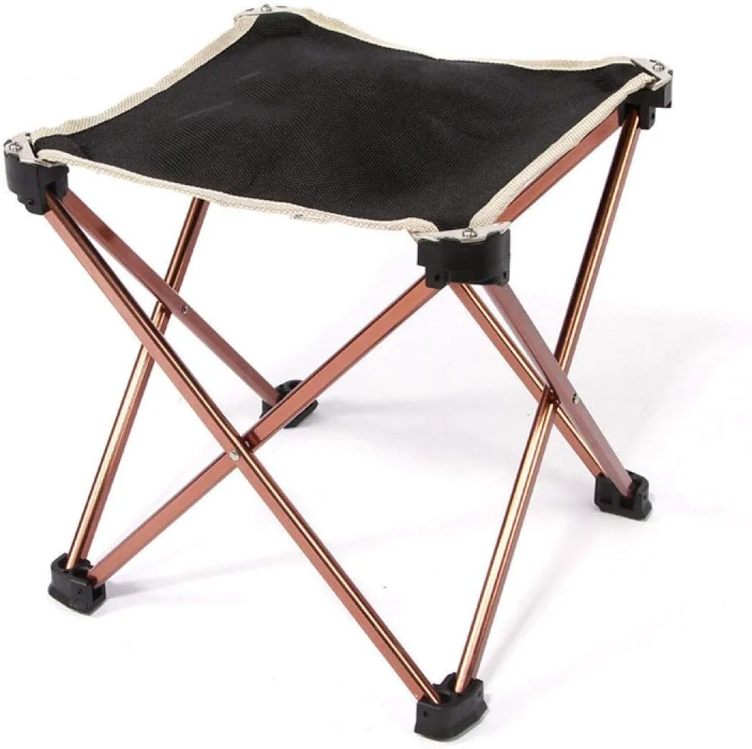 Seater Folding Fishing Outdoor Camping Folding Chair Aluminum Stool Train Fishing Chair Ultralight Portable Four Corners（Size: 23 23 25cm）
