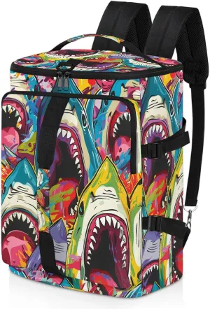 Shark Gym Duffle Bag Backpack Waterproof Sports Bags with Shoe Compartment 48L Carry On Overnight Weekender Travel Luggage