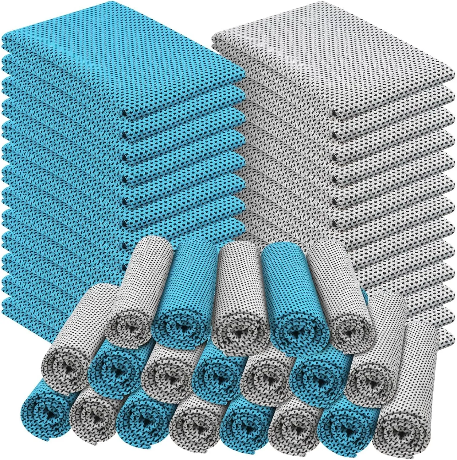 Shellwei 50 Pcs Cooling Towel 40 x 12 Inch Microfiber Workout Towels Breathable Chilly Towel Ice Cool Cold Towels Bulk Fast Drying Absorbent Sweat Rag for Neck Yoga Sports Golf Gym