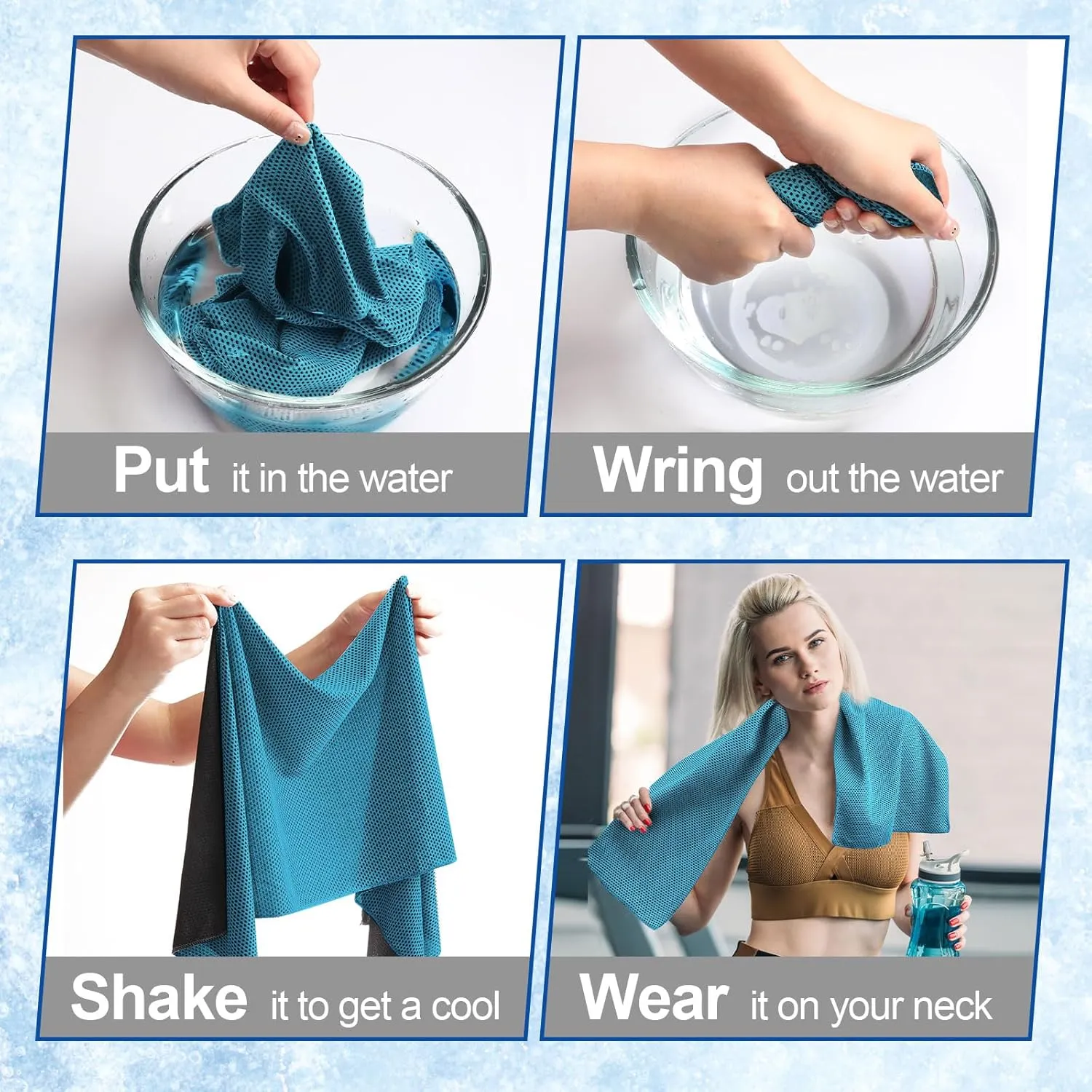 Shellwei 50 Pcs Cooling Towel 40 x 12 Inch Microfiber Workout Towels Breathable Chilly Towel Ice Cool Cold Towels Bulk Fast Drying Absorbent Sweat Rag for Neck Yoga Sports Golf Gym