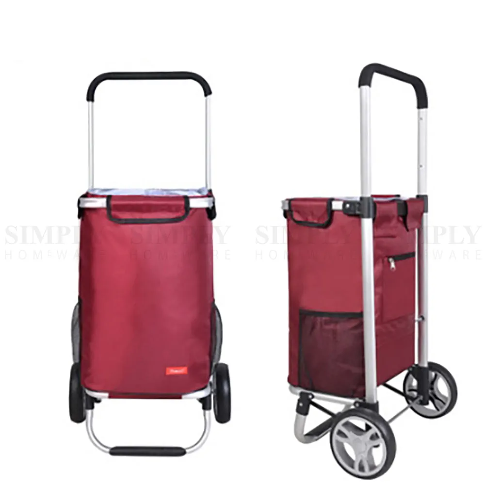 Shopping Cart Trolley Grocery Aluminium Foldable Luggage Wheels Basket Carts Bag