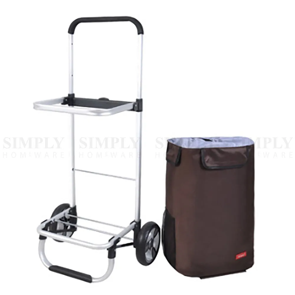 Shopping Cart Trolley Grocery Aluminium Foldable Luggage Wheels Basket Carts Bag